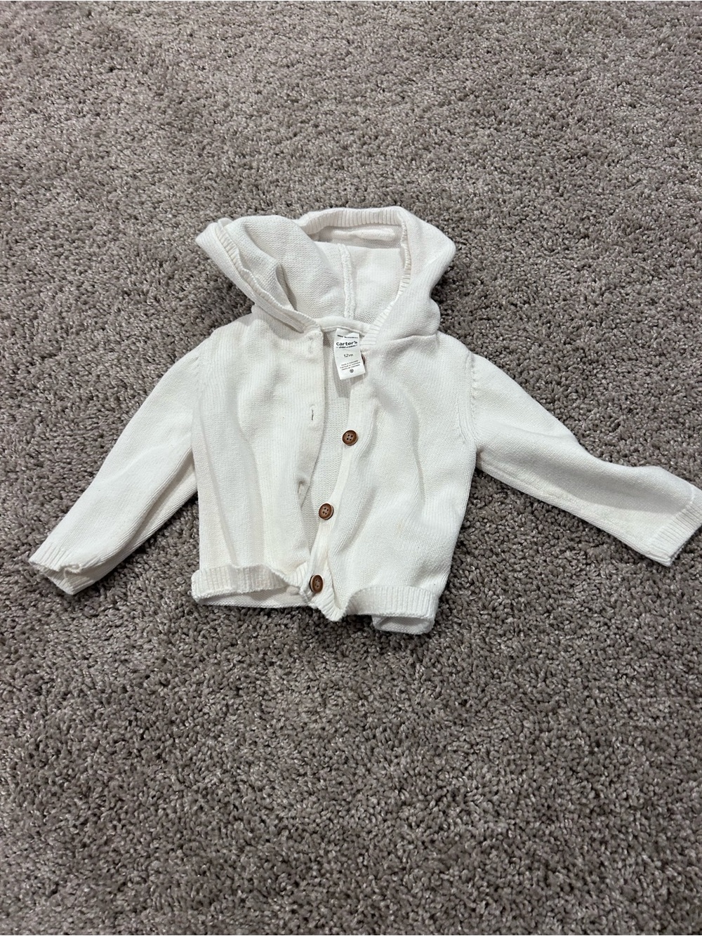 Carter's Cream Hooded Knit Sweater Cardigan